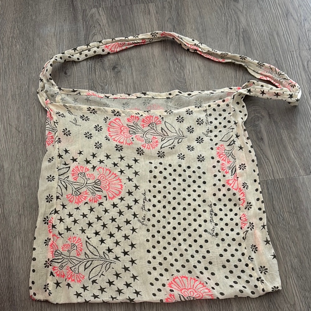 Free people bag Floral Patterned Beige and Pink Tote Bag